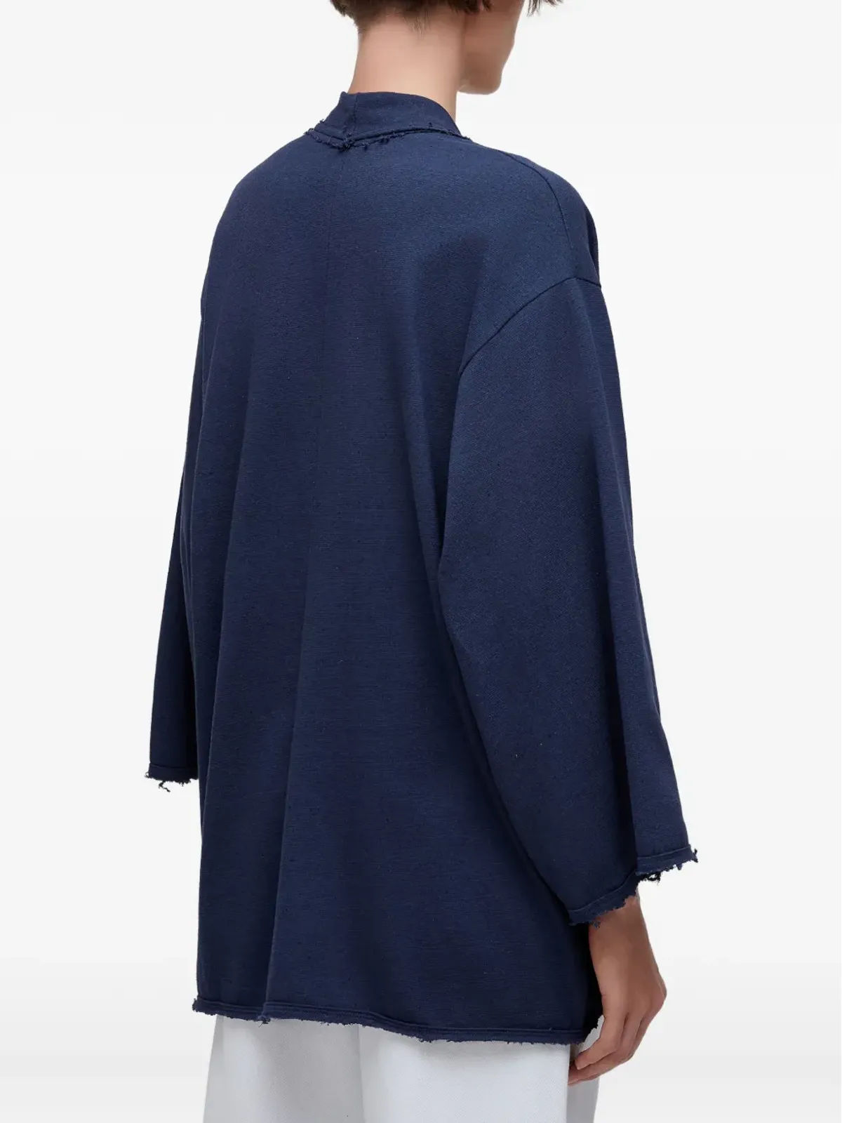 Osklen frayed-edge open coat - Blue - 画像3