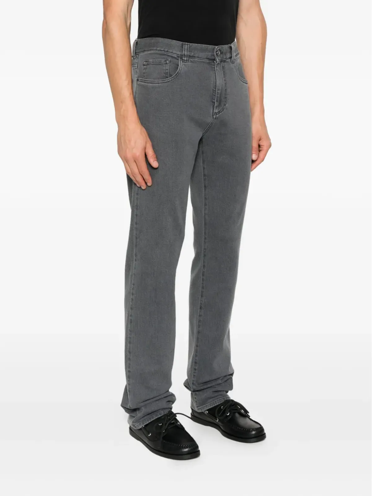 Canali グレーのコットンブレンドジーンズ - 画像3