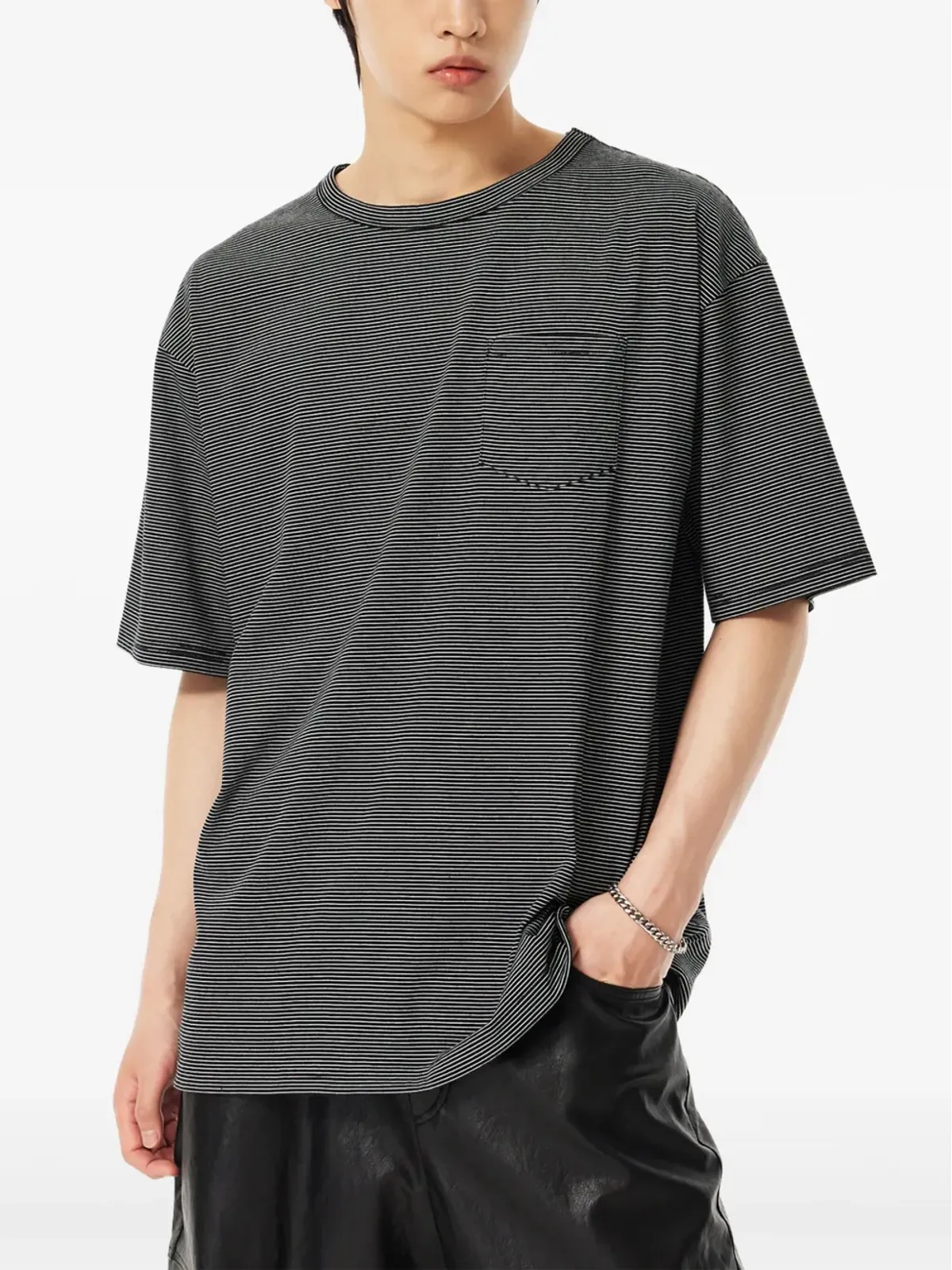 TOMBOY ストライプ柄胸ポケットTシャツ - 画像2
