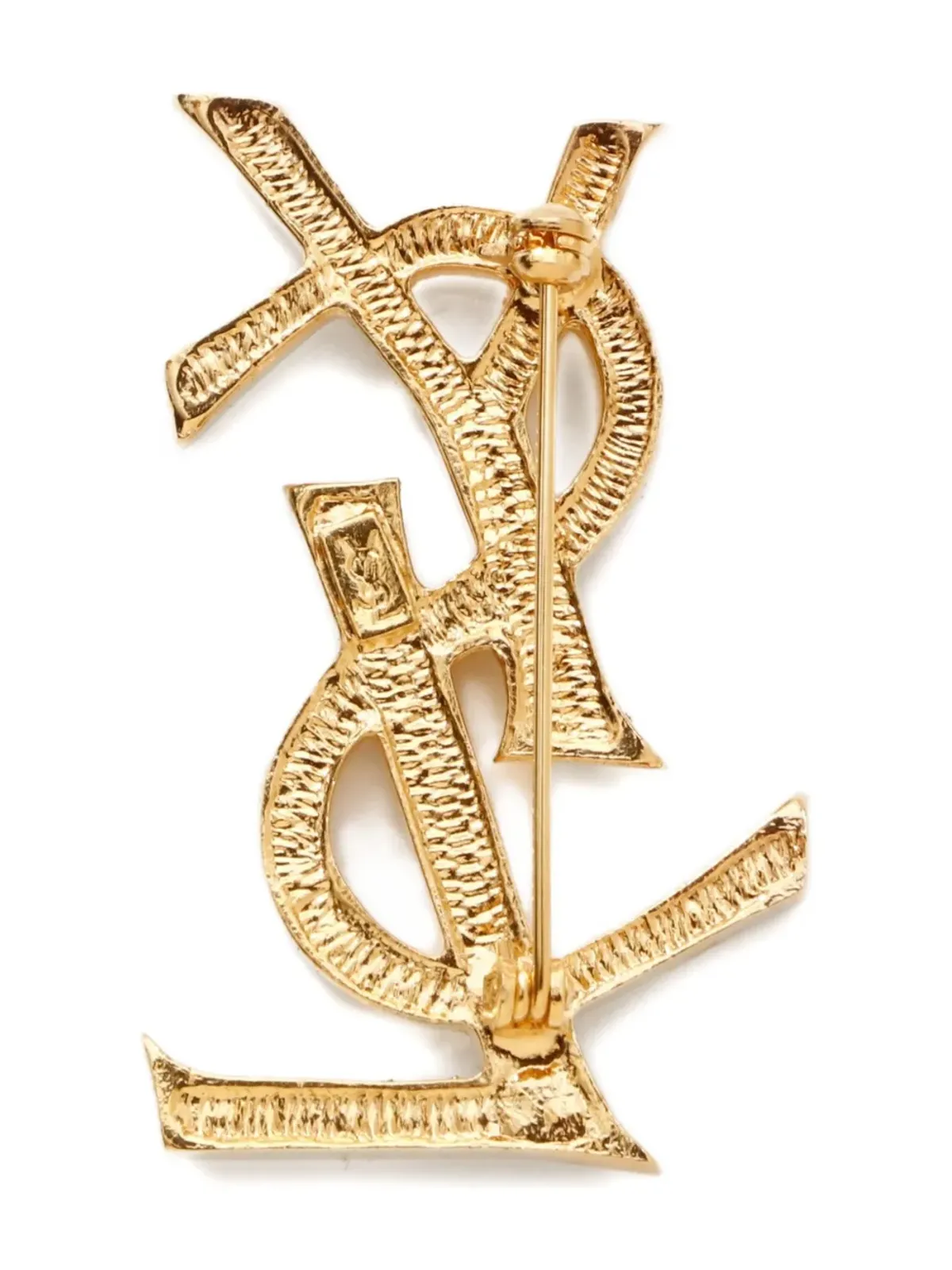 Saint Laurent ビンテージ ロゴクリスタルブローチ - 画像2