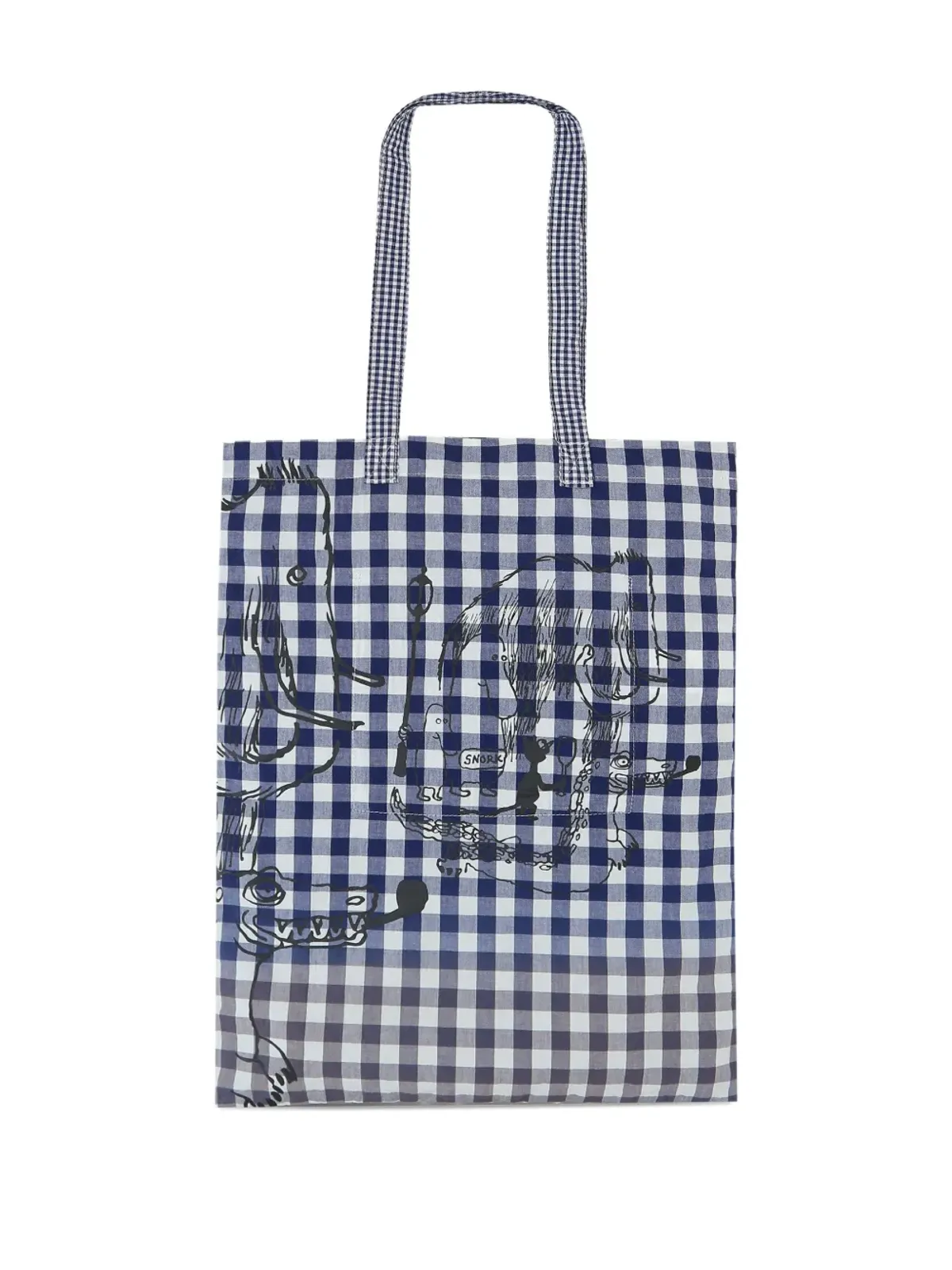 Comme des Garçons TAO ギンガムチェック柄 グラフィックプリント トートバッグ - 画像2