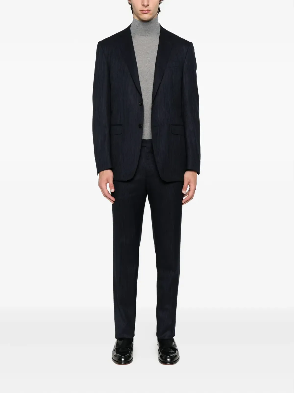 Canali ピンストライプスーツ ブルー - 画像2