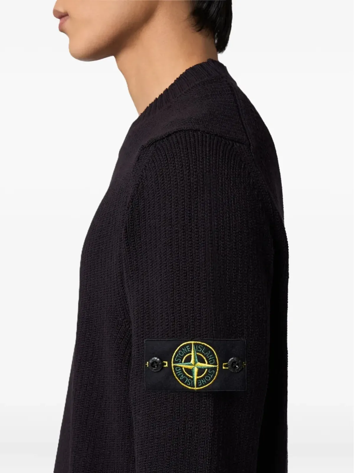 Stone Island リブ編み袖口 ロゴパッチ セーター - 画像3