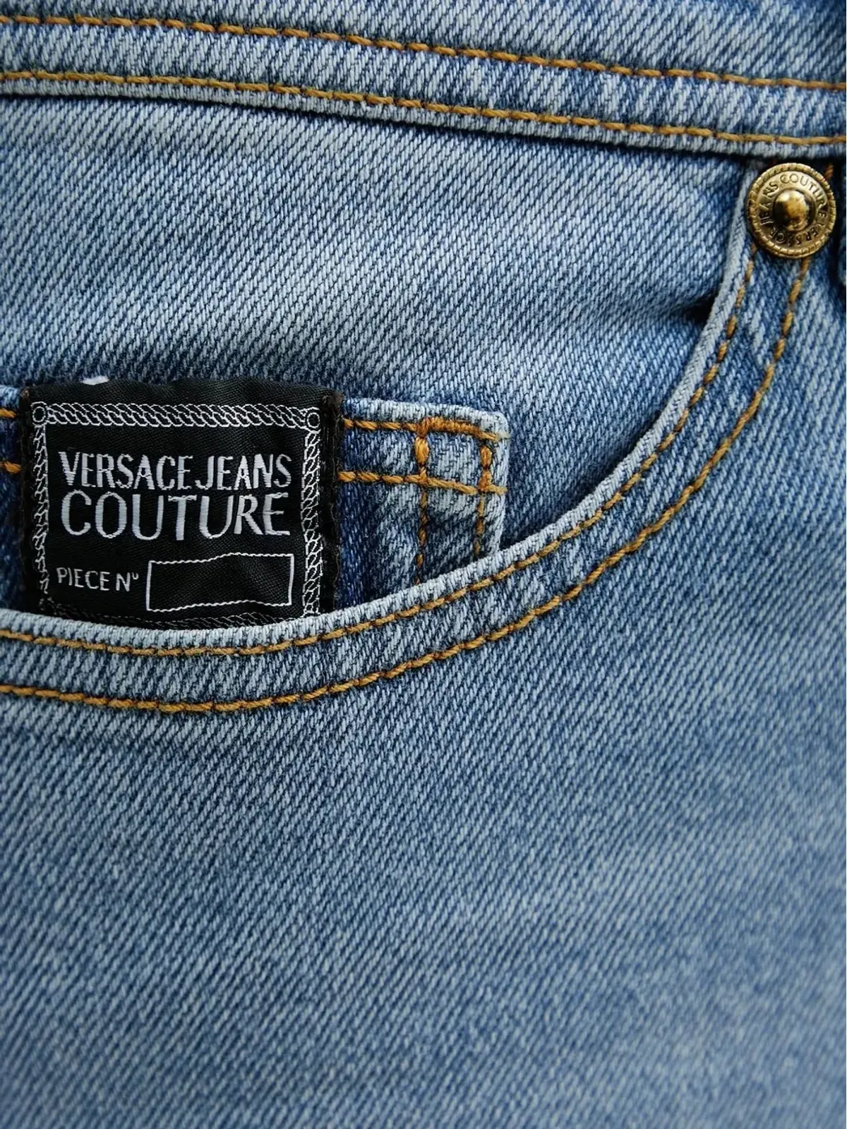 Versace Jeans Couture ロゴプレートジーンズ ブルー - 画像3