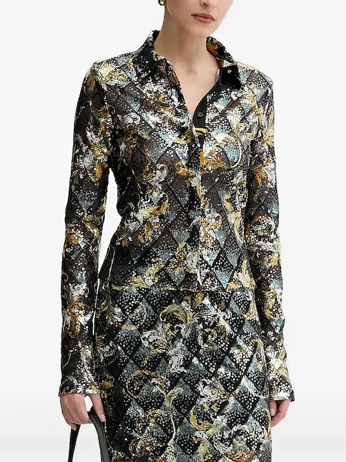 Versace Jeans Couture スパンコール装飾ブラウス - ブラック - 画像1