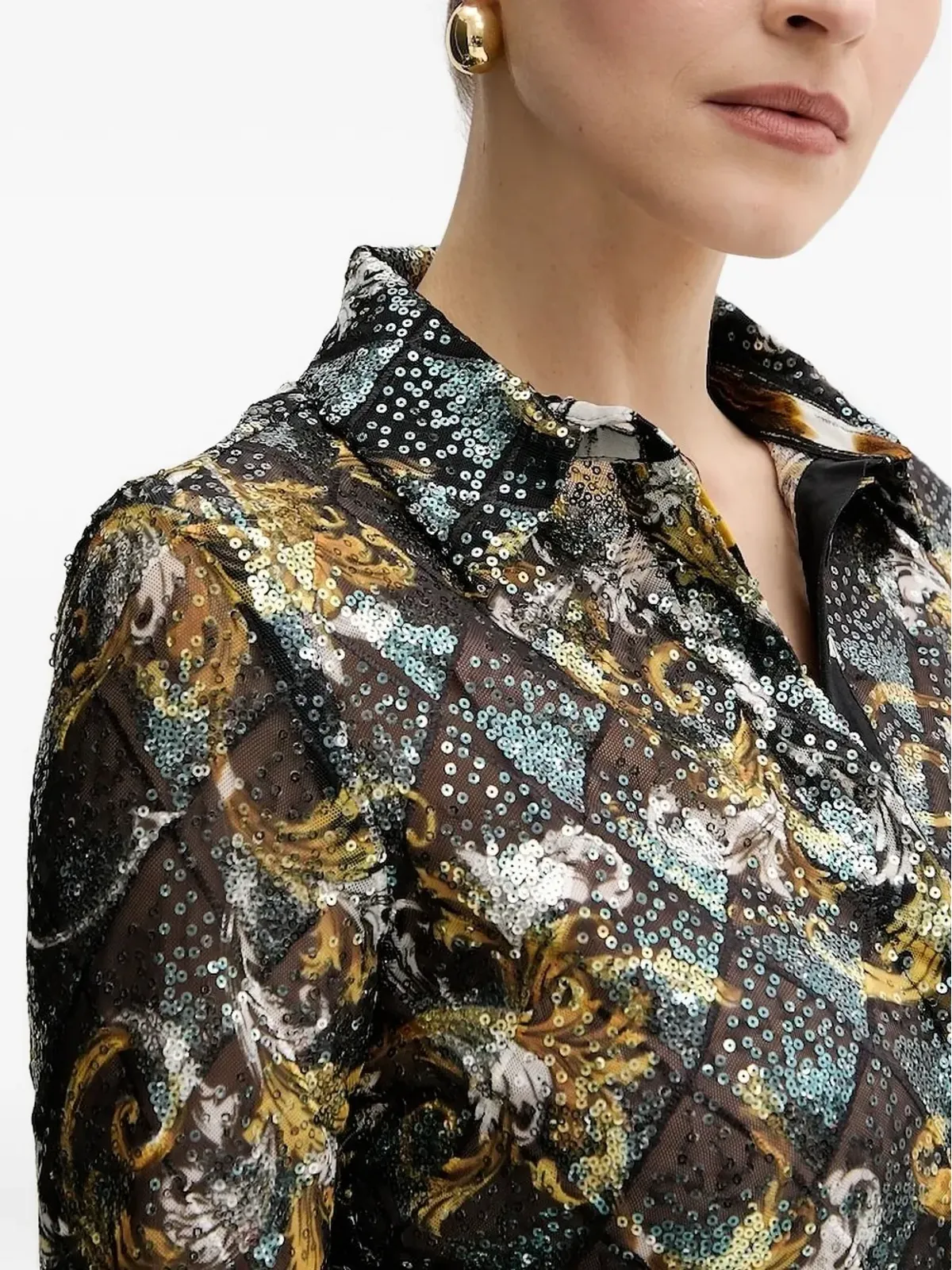 Versace Jeans Couture スパンコール装飾ブラウス - ブラック - 画像3