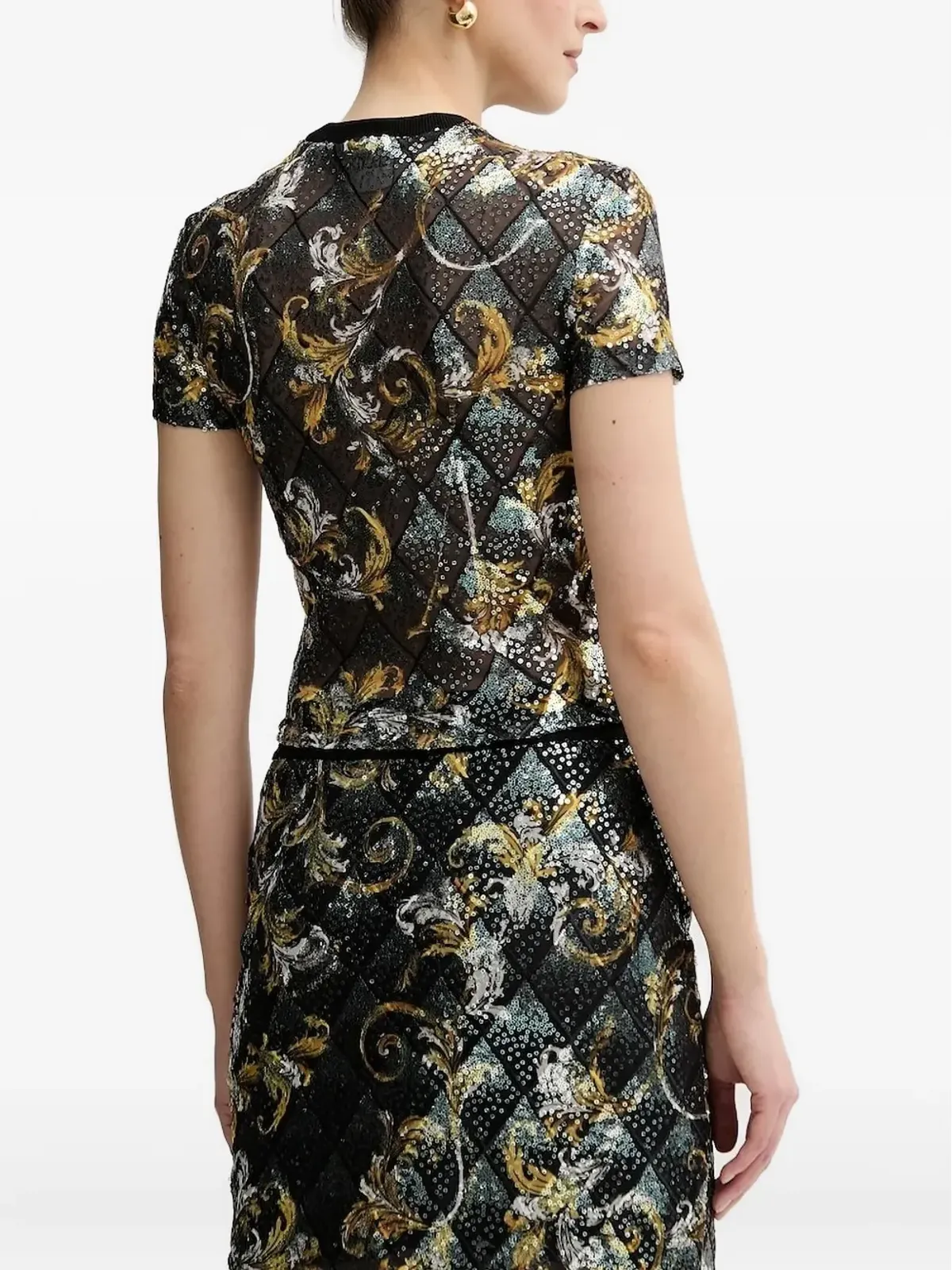 Versace Jeans Couture スパンコール装飾のバロック柄トップス - 画像2