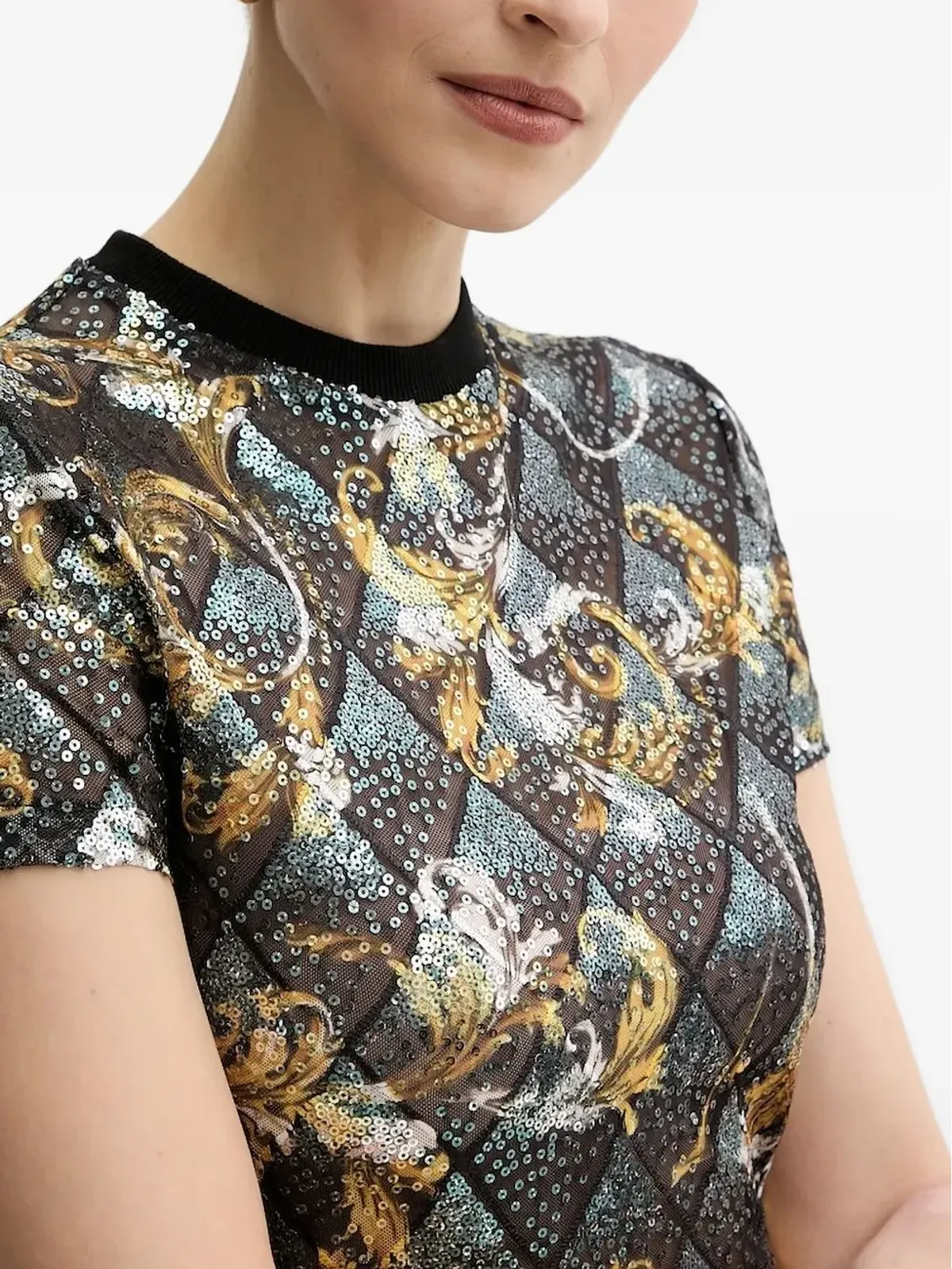 Versace Jeans Couture スパンコール装飾のバロック柄トップス - 画像3