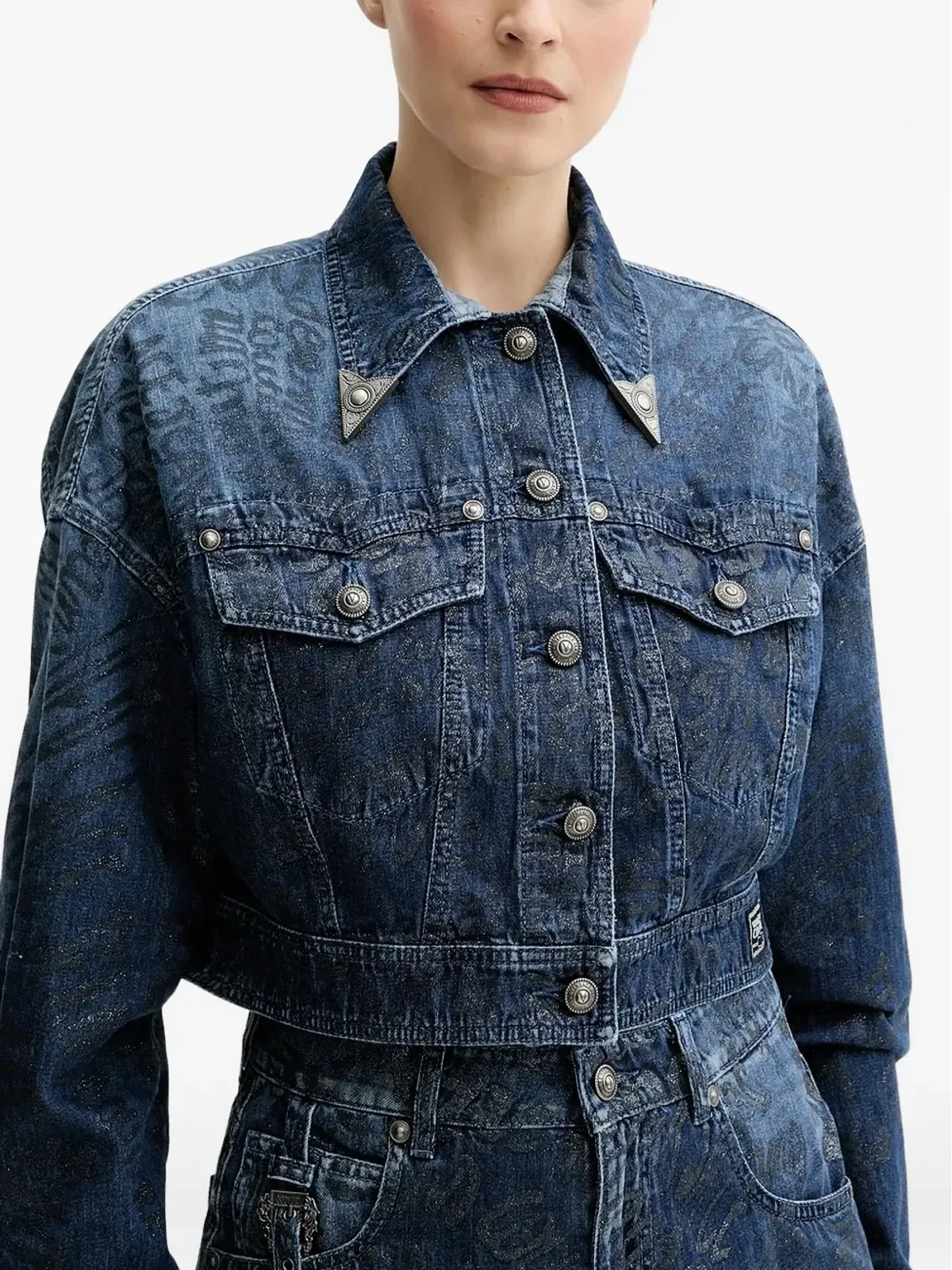 Versace Jeans Couture メタリックプリント デニムジャケット - 画像3