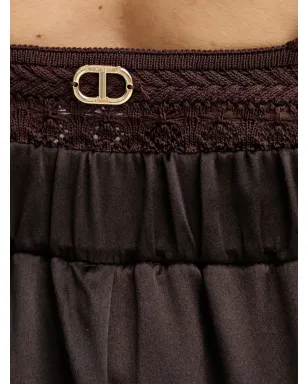 LUISA SPAGNOLI サテンストライプディテールパンツ（ブラウン） - サムネイル4