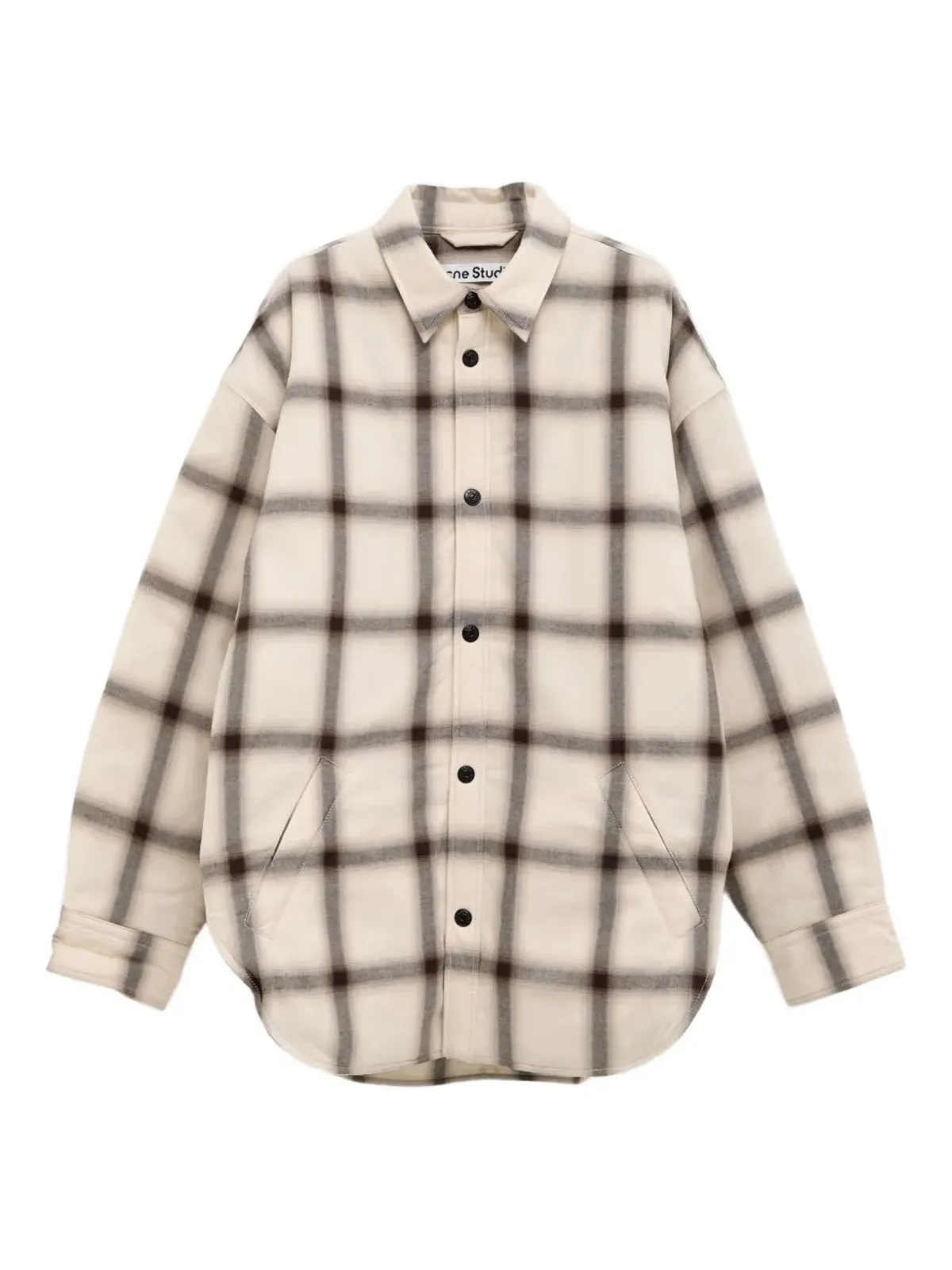 Acne Studios ベージュ系チェック柄オーバーシャツ - 画像1