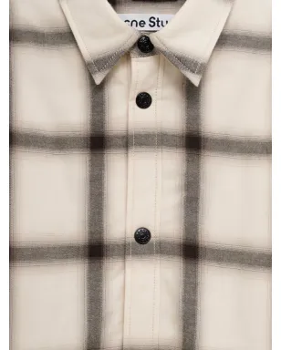 Acne Studios ベージュ系チェック柄オーバーシャツ - サムネイル3