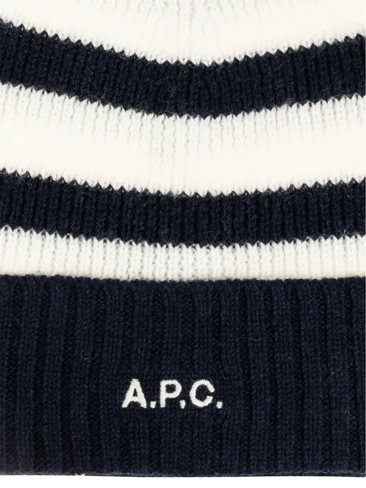A.P.C. ストライプ柄リブ編みビーニー - White - 画像3