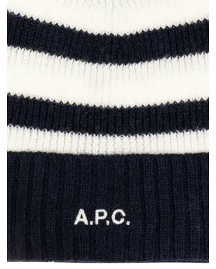 A.P.C. ストライプ柄リブ編みビーニー - White - サムネイル3
