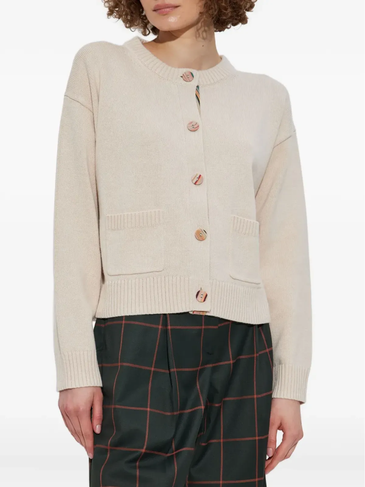 PS Paul Smith ボタンフロント編みニットカーディガン - ベージュ系 - 画像3