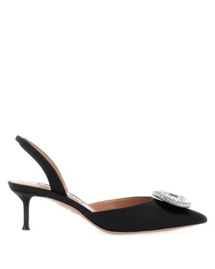 Aquazzura クリスタルフープスリングバックパンプス（ブラック） - サムネイル1