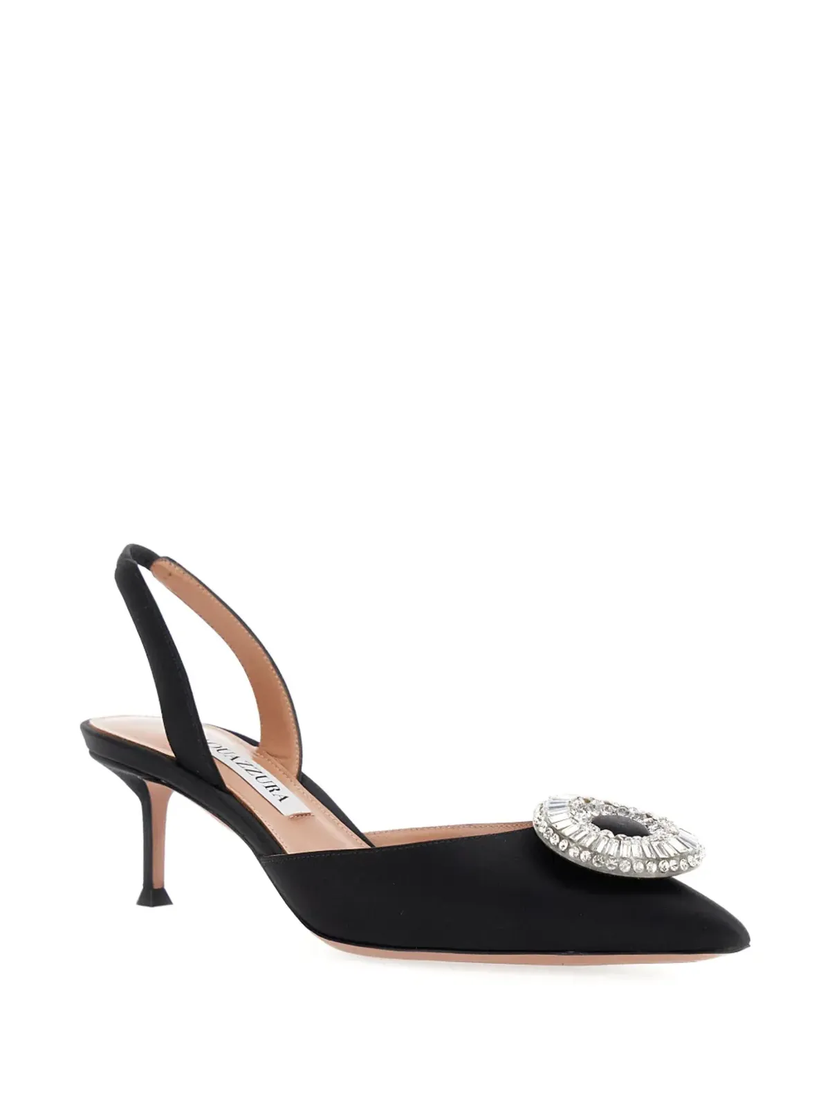 Aquazzura クリスタルフープスリングバックパンプス（ブラック） - 画像2