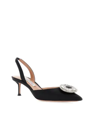 Aquazzura クリスタルフープスリングバックパンプス（ブラック） - サムネイル2
