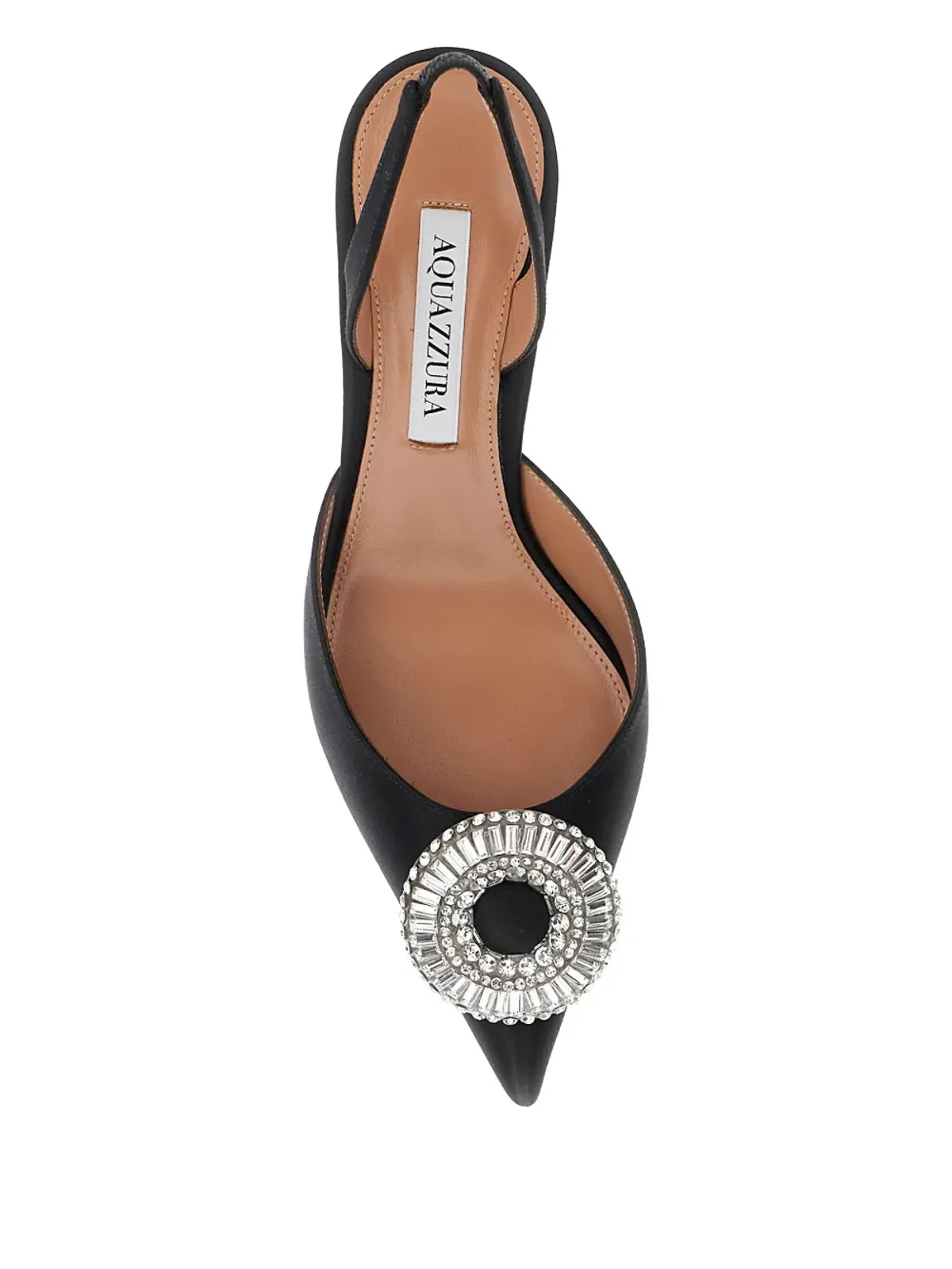 Aquazzura クリスタルフープスリングバックパンプス（ブラック） - 画像4