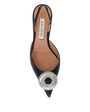 Aquazzura クリスタルフープスリングバックパンプス（ブラック） - サムネイル4