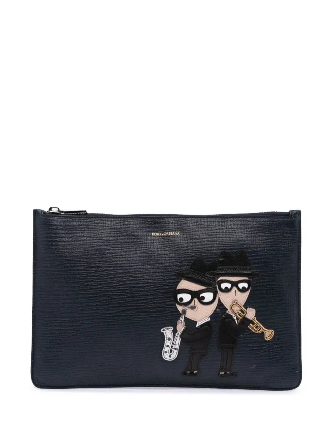 Dolce & Gabbana Pre-Owned Dolce & Gabbana Pre-Owned レザー DG Family Patch Zip Pouch クラッチバッグ ブラックの商品画像