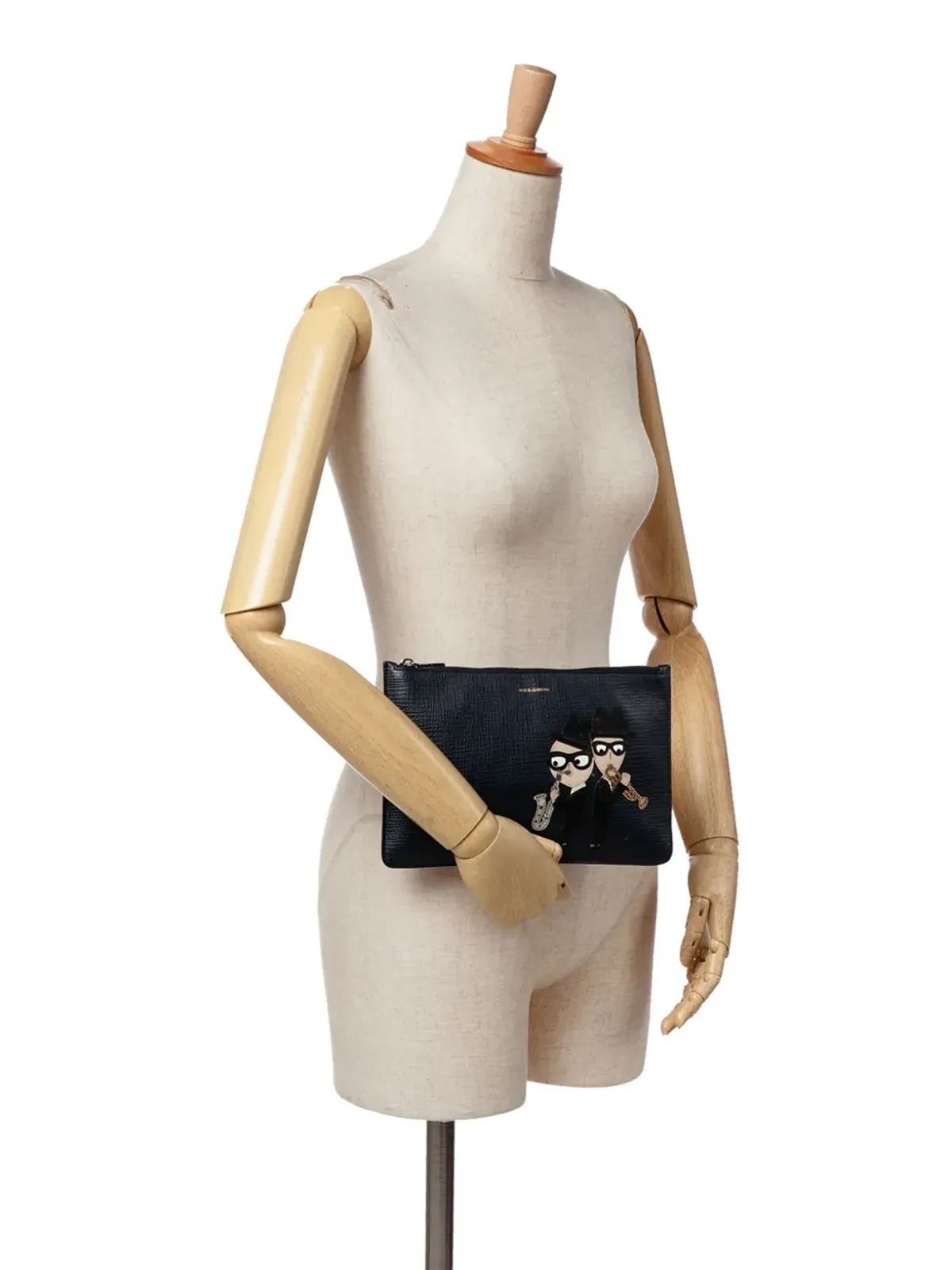 Dolce & Gabbana Pre-Owned レザー DG Family Patch Zip Pouch クラッチバッグ ブラック - 画像2