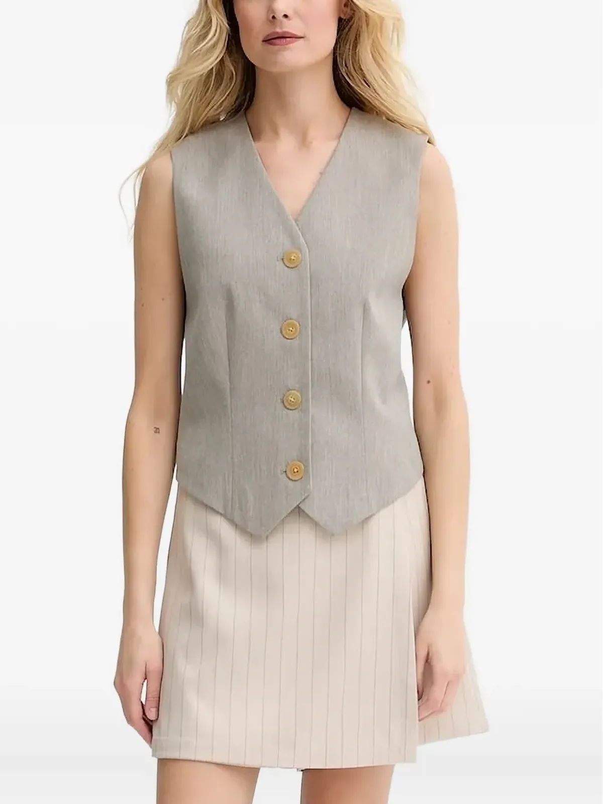 By Malene Birger Occa ボタン留め ノースリーブ ベスト（グレー） - 画像1