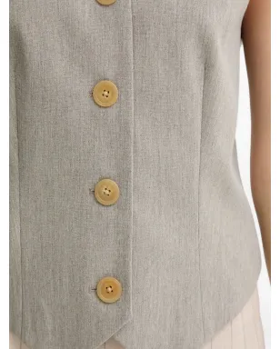 By Malene Birger Occa ボタン留め ノースリーブ ベスト（グレー） - サムネイル4
