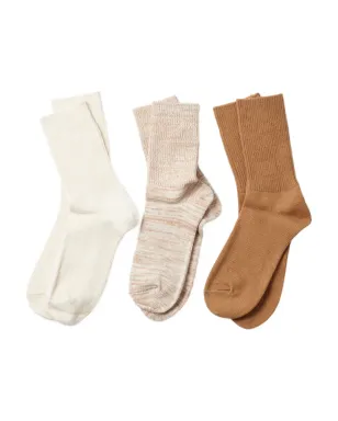 RoToTo オーガニックコットンリブソックス（3足セット） - ベージュ系 - サムネイル1