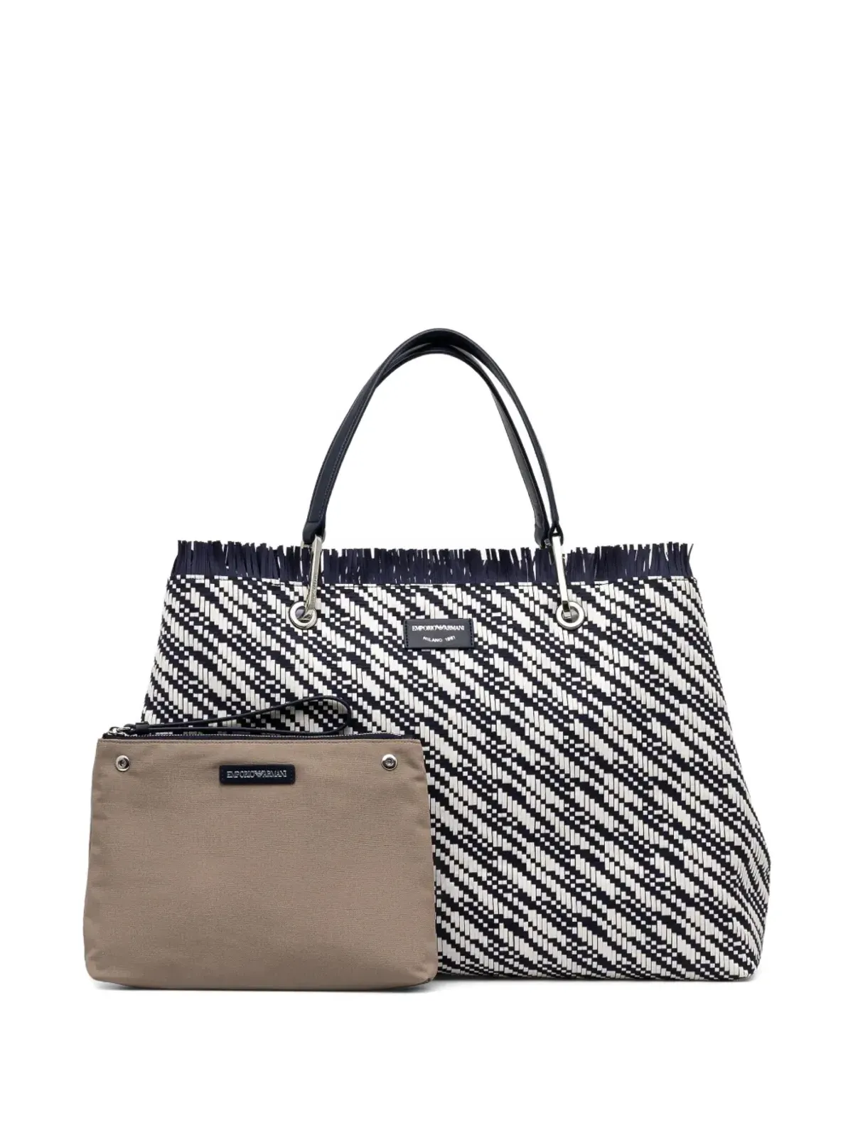 Emporio Armani フリンジ付き織りトートバッグ - Blue - 画像1