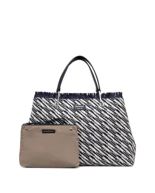 Emporio Armani フリンジ付き織りトートバッグ - Blue - サムネイル1