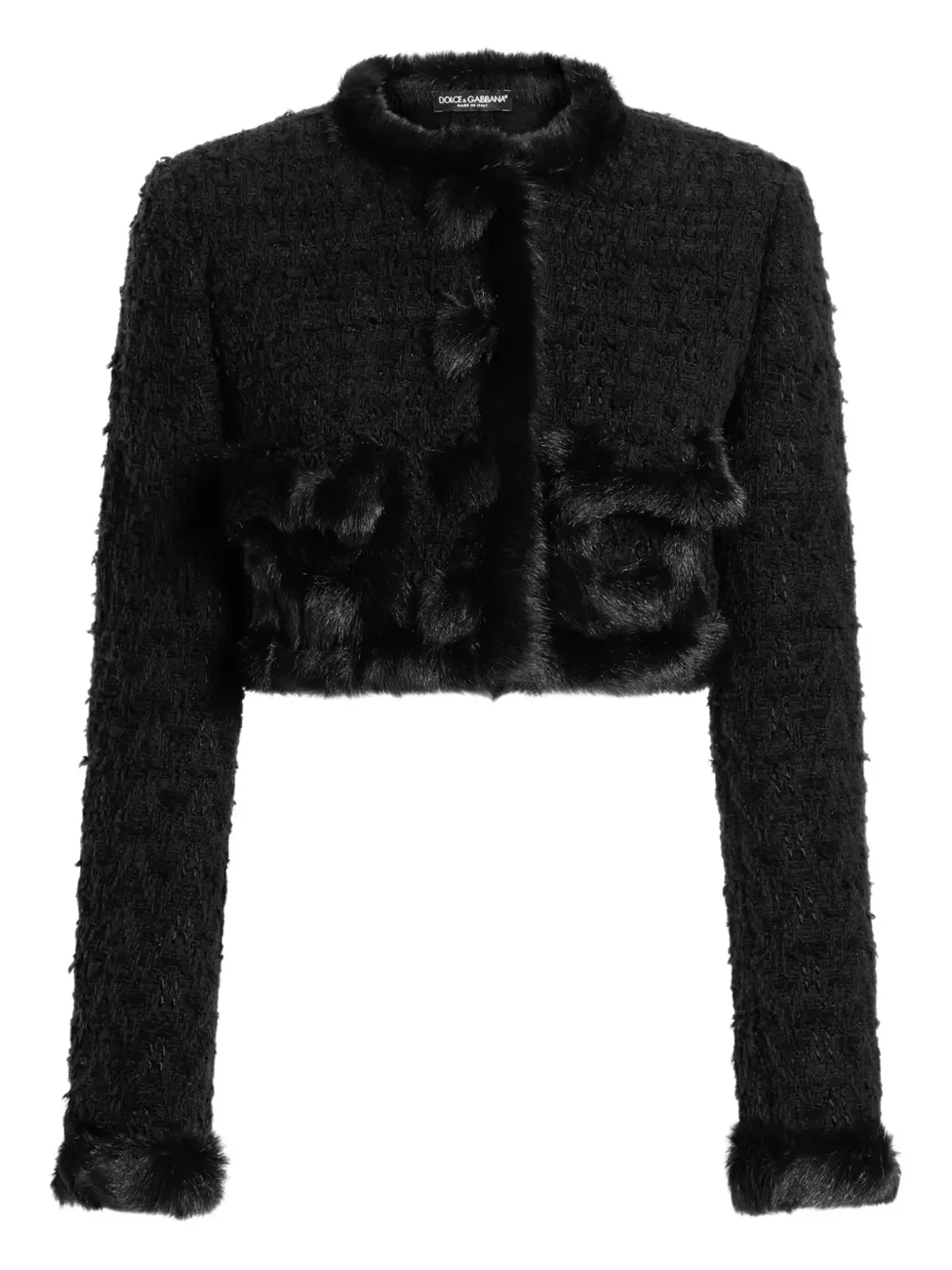Dolce & Gabbana フェイクファー・トリム ツイードジャケット - 画像1