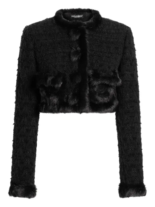 Dolce & Gabbana Dolce & Gabbana フェイクファー・トリム ツイードジャケットの商品画像