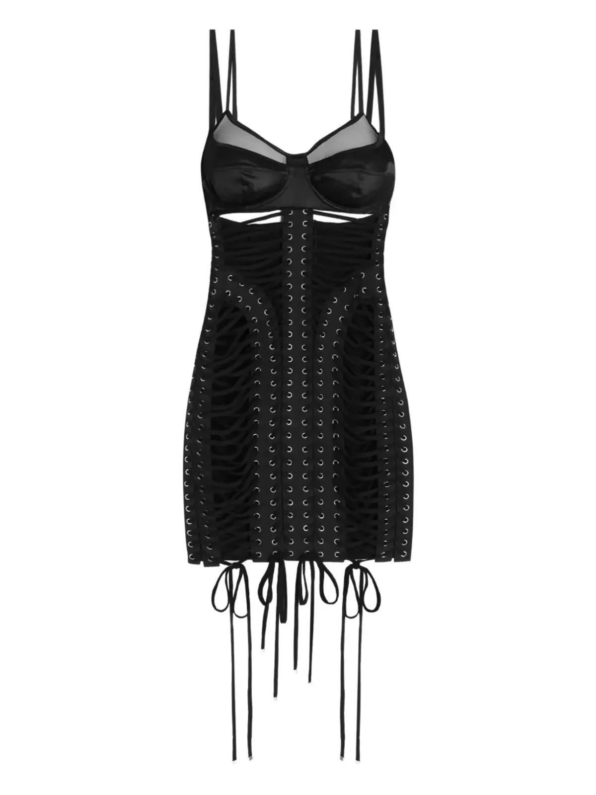 Dolce & Gabbana レースアップサテンミニドレス - ブラック - 画像1
