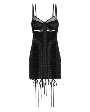 Dolce & Gabbana レースアップサテンミニドレス - ブラック - サムネイル1