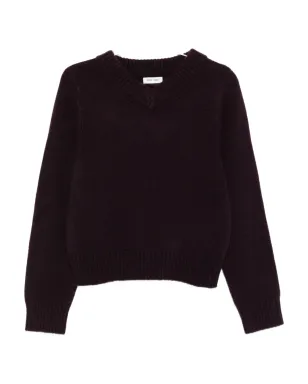 Soft Goat knit chunky V neck - Red - サムネイル1