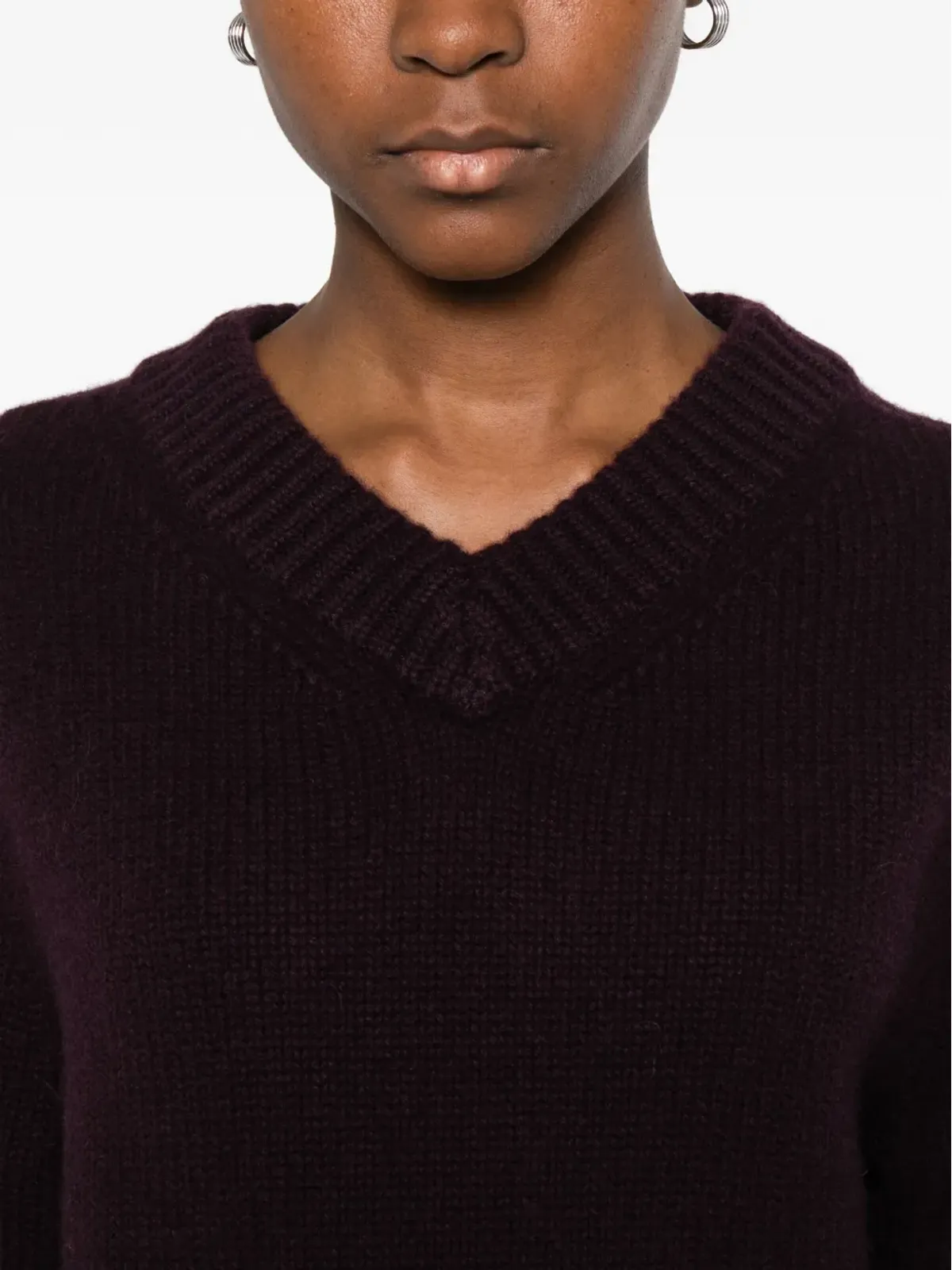 Soft Goat knit chunky V neck - Red - 画像5