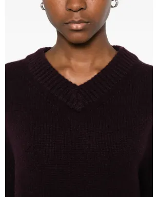 Soft Goat knit chunky V neck - Red - サムネイル5