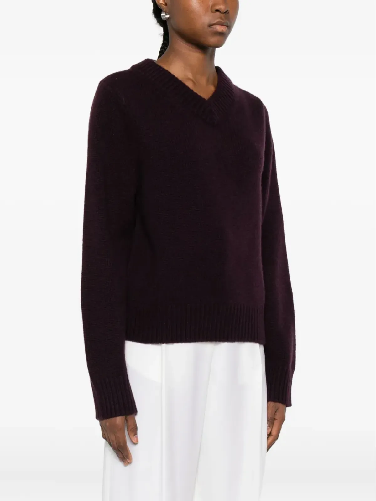 Soft Goat knit chunky V neck - Red - 画像3