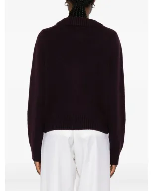 Soft Goat knit chunky V neck - Red - サムネイル4