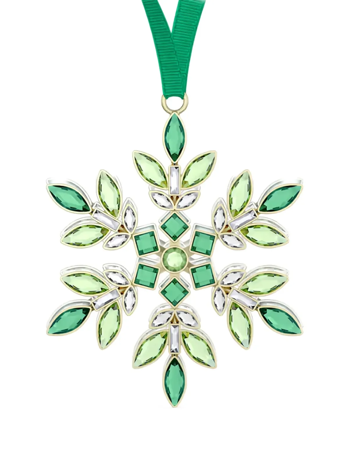 Swarovski Gema クリスタル装飾の雪の結晶ホリデーオーナメント グリーン - 画像1