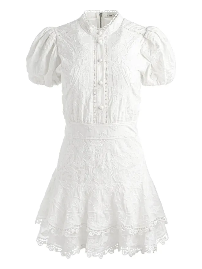 Alice + Olivia alice + olivia Loryn 刺繍入りコットン ミニドレスの商品画像