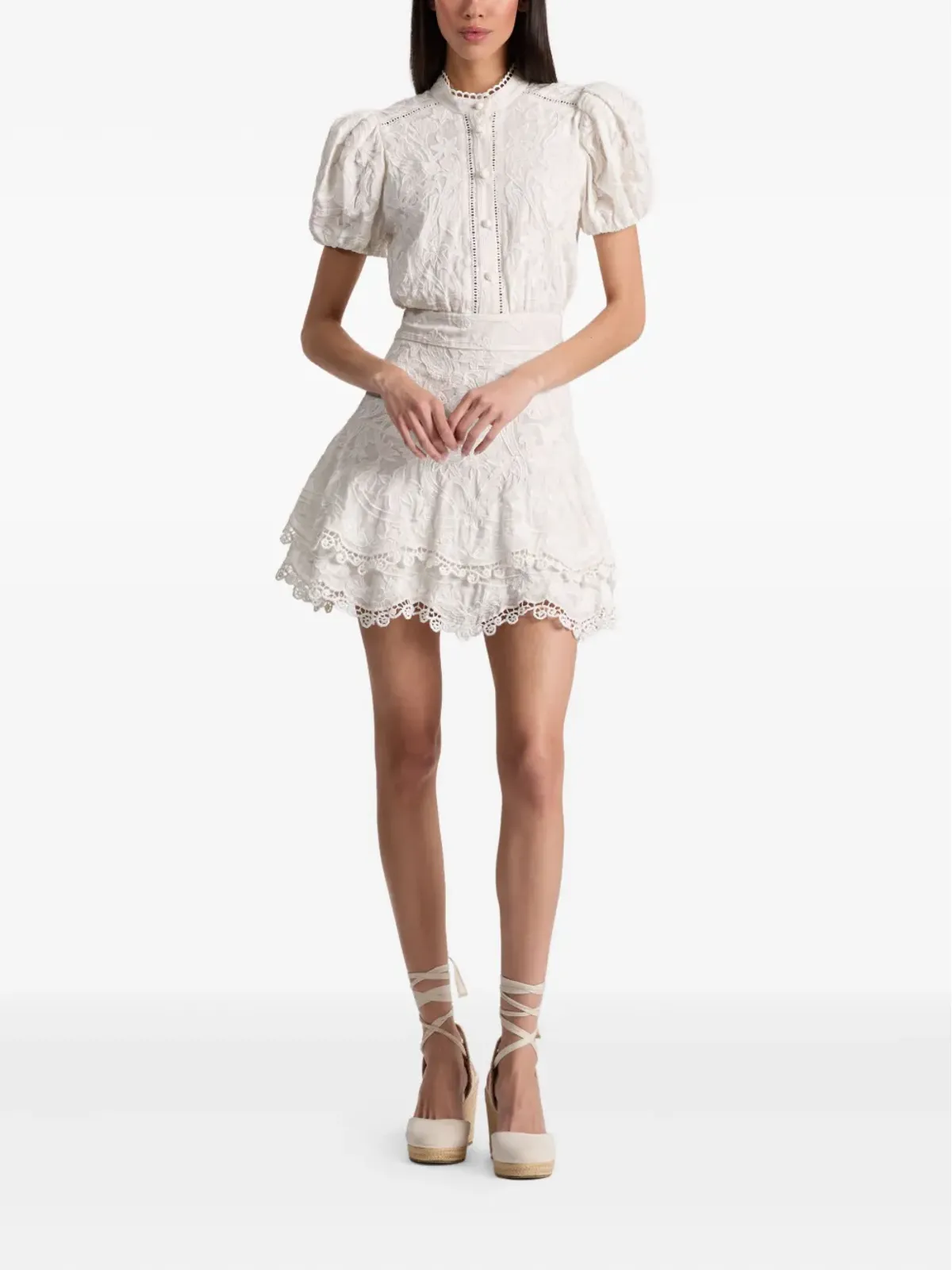 alice + olivia Loryn 刺繍入りコットン ミニドレス - 画像2