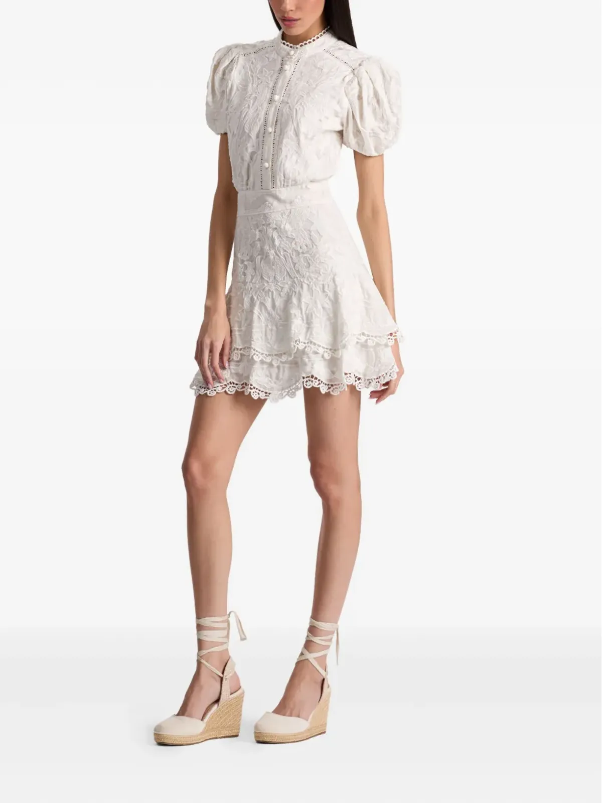 alice + olivia Loryn 刺繍入りコットン ミニドレス - 画像3