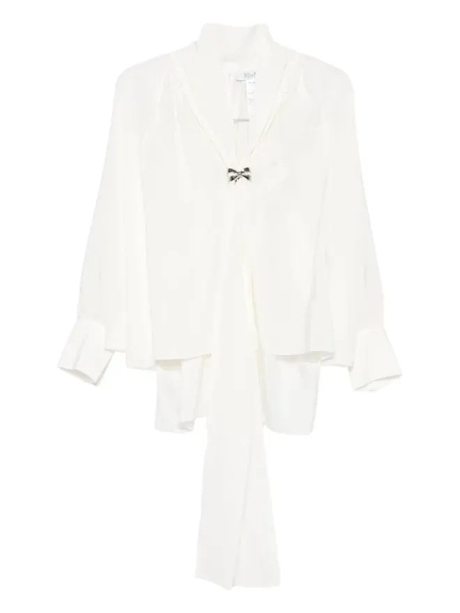 Max Mara Max Mara リボンディテール シルクトップ - Whiteの商品画像