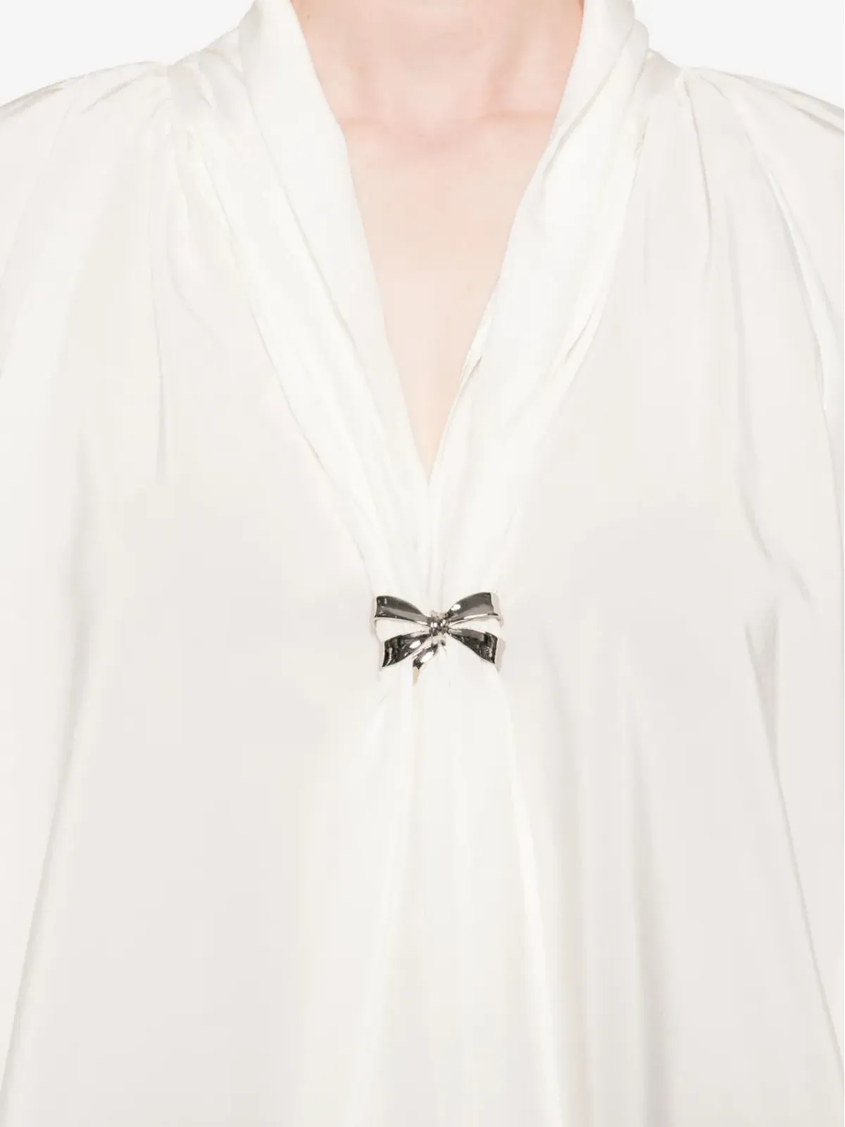 Max Mara リボンディテール シルクトップ - White - 画像5