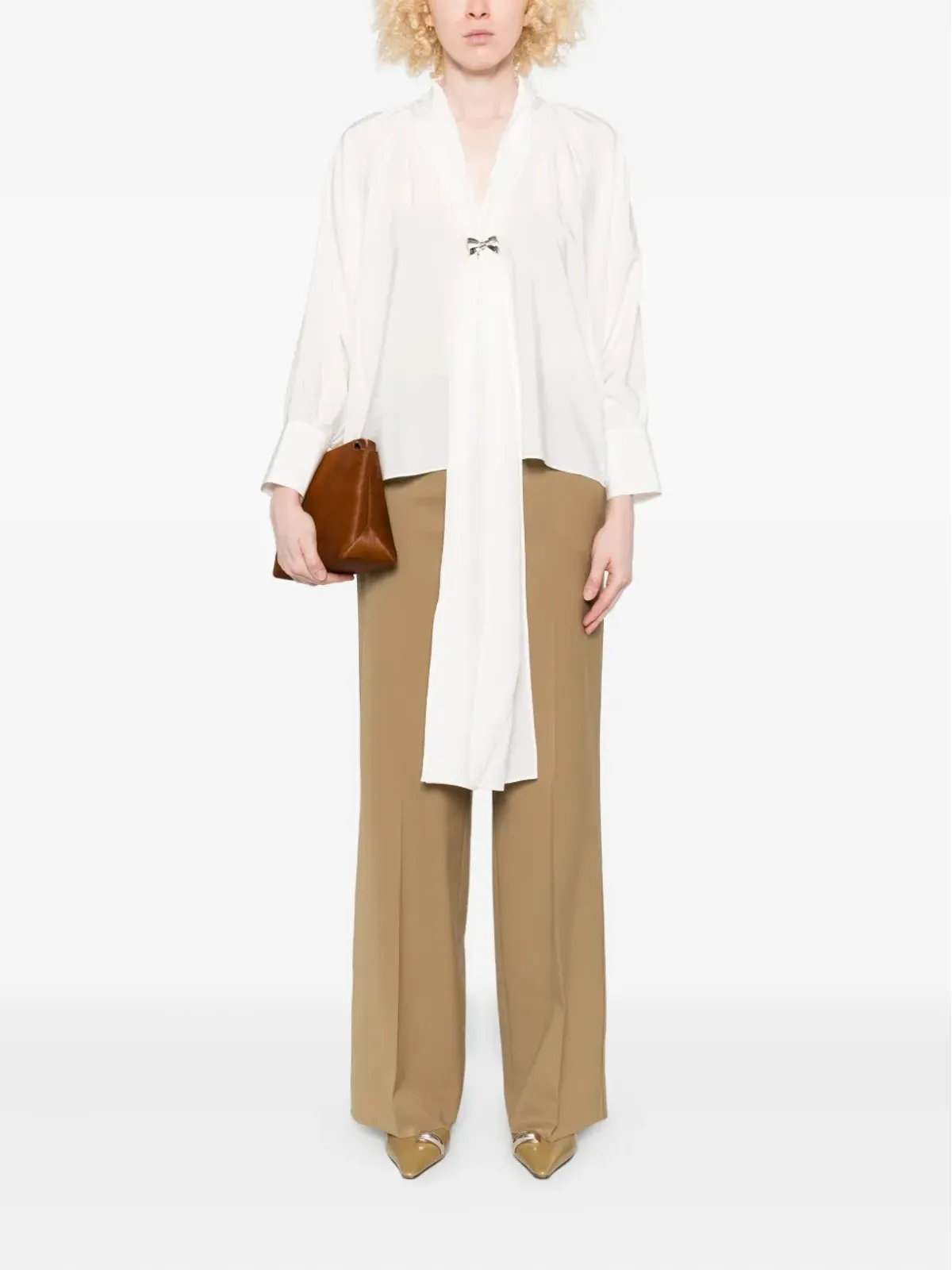 Max Mara リボンディテール シルクトップ - White - 画像2