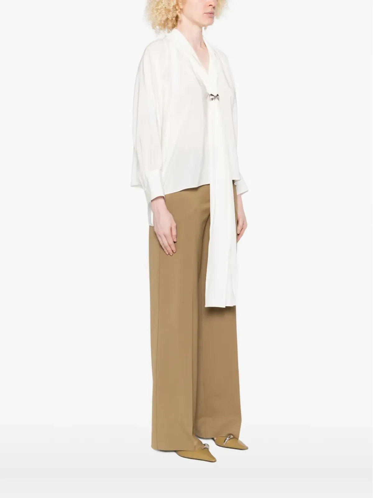 Max Mara リボンディテール シルクトップ - White - 画像3