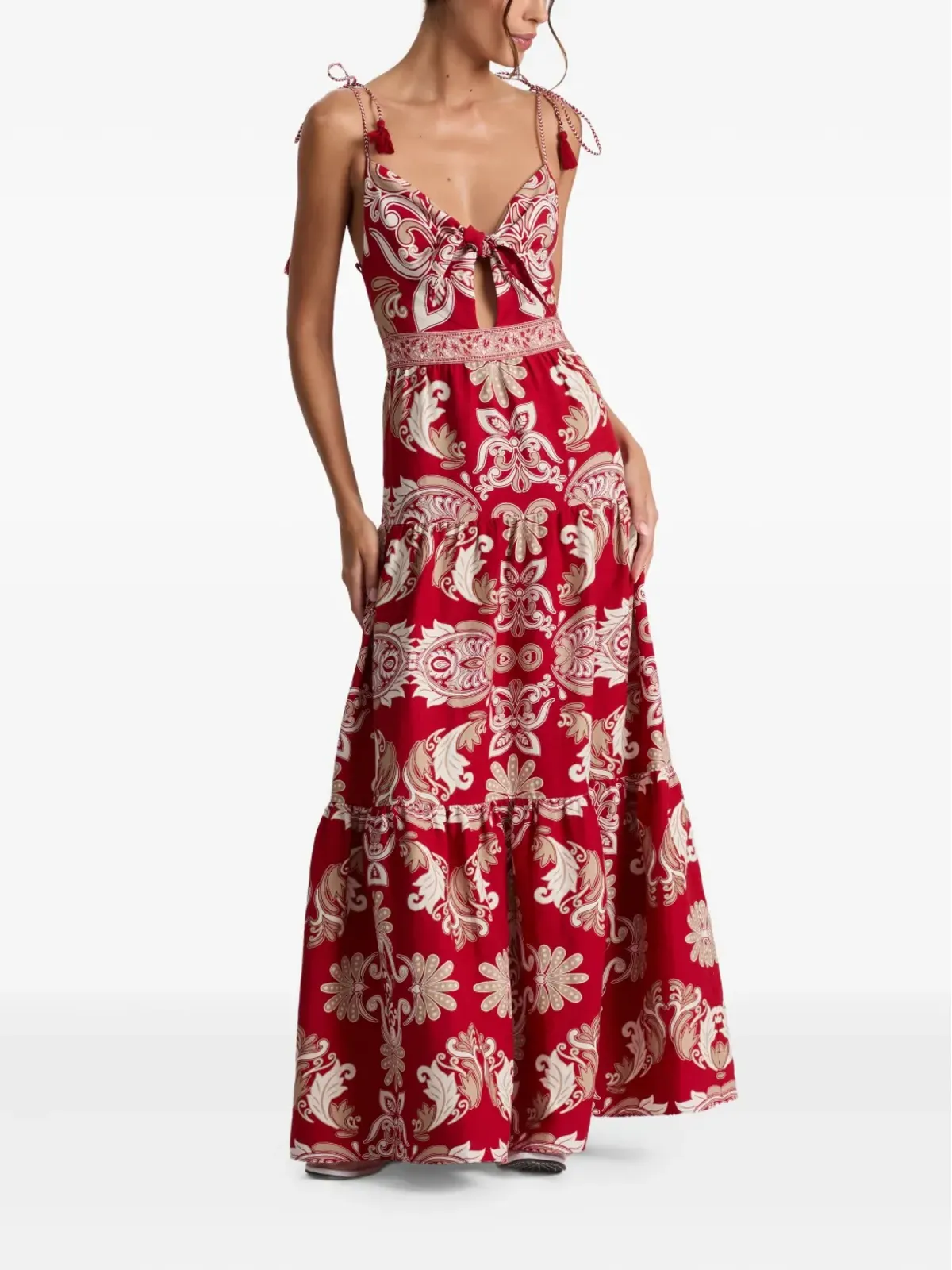 alice + olivia ミンカ タッセルディテール マキシドレス レッド - 画像3