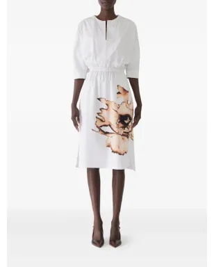 Jason Wu Collection 花柄プリント エラスティックウエスト ミディドレス - ホワイト - サムネイル1